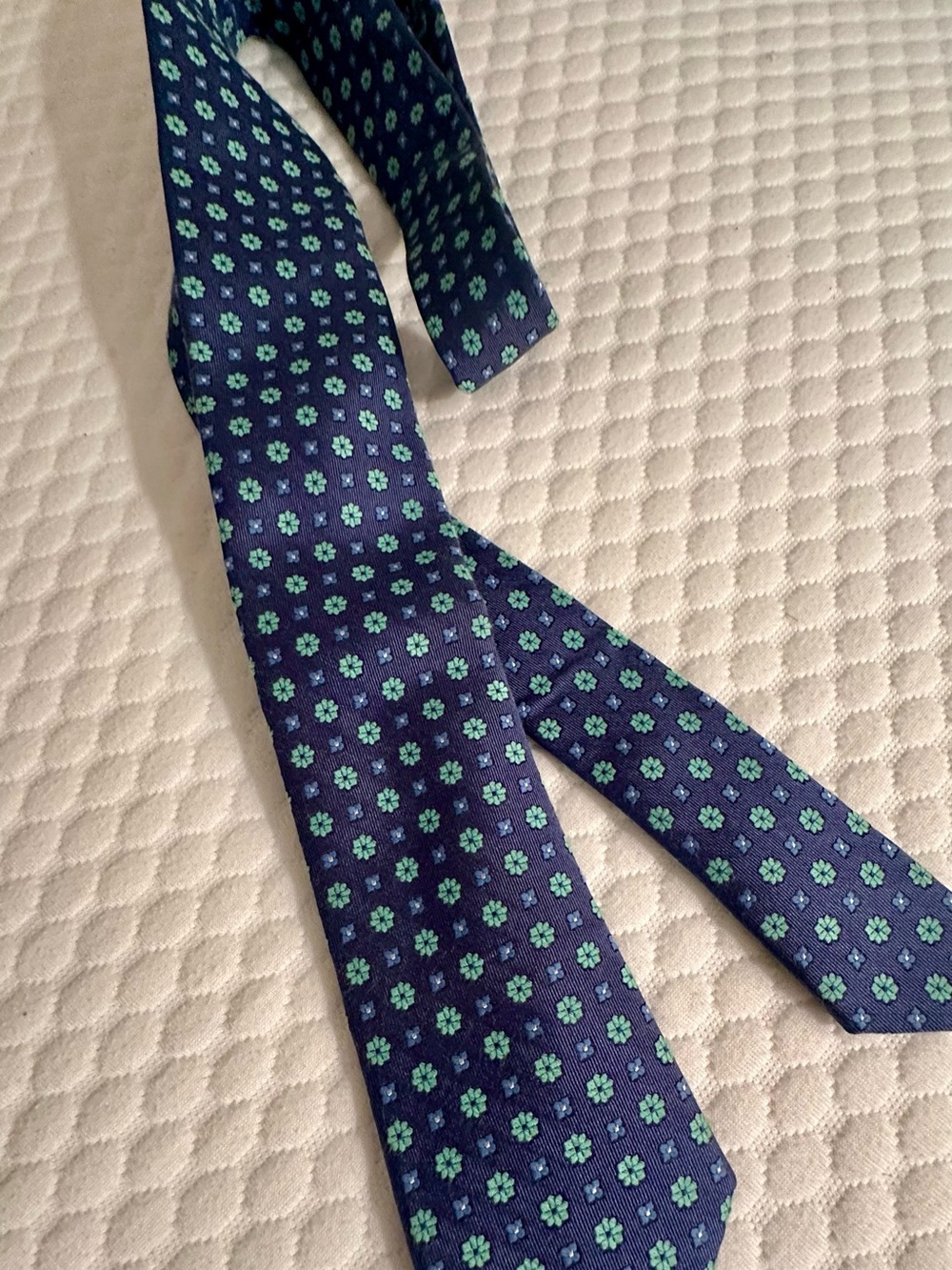 Nautica Navy Tie with Teal Floral Motif
